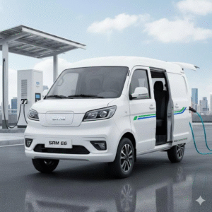 Xe tải điện SRM E6 sở hữu ngoại thất đồng bộ và hiện đại với cản trước