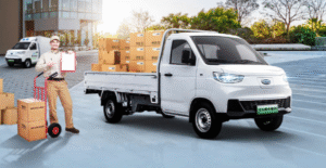 Xe tải điện Karry X5 có tải trọng định mức 1.490 kg và tổng trọng lượng 3.075 kg