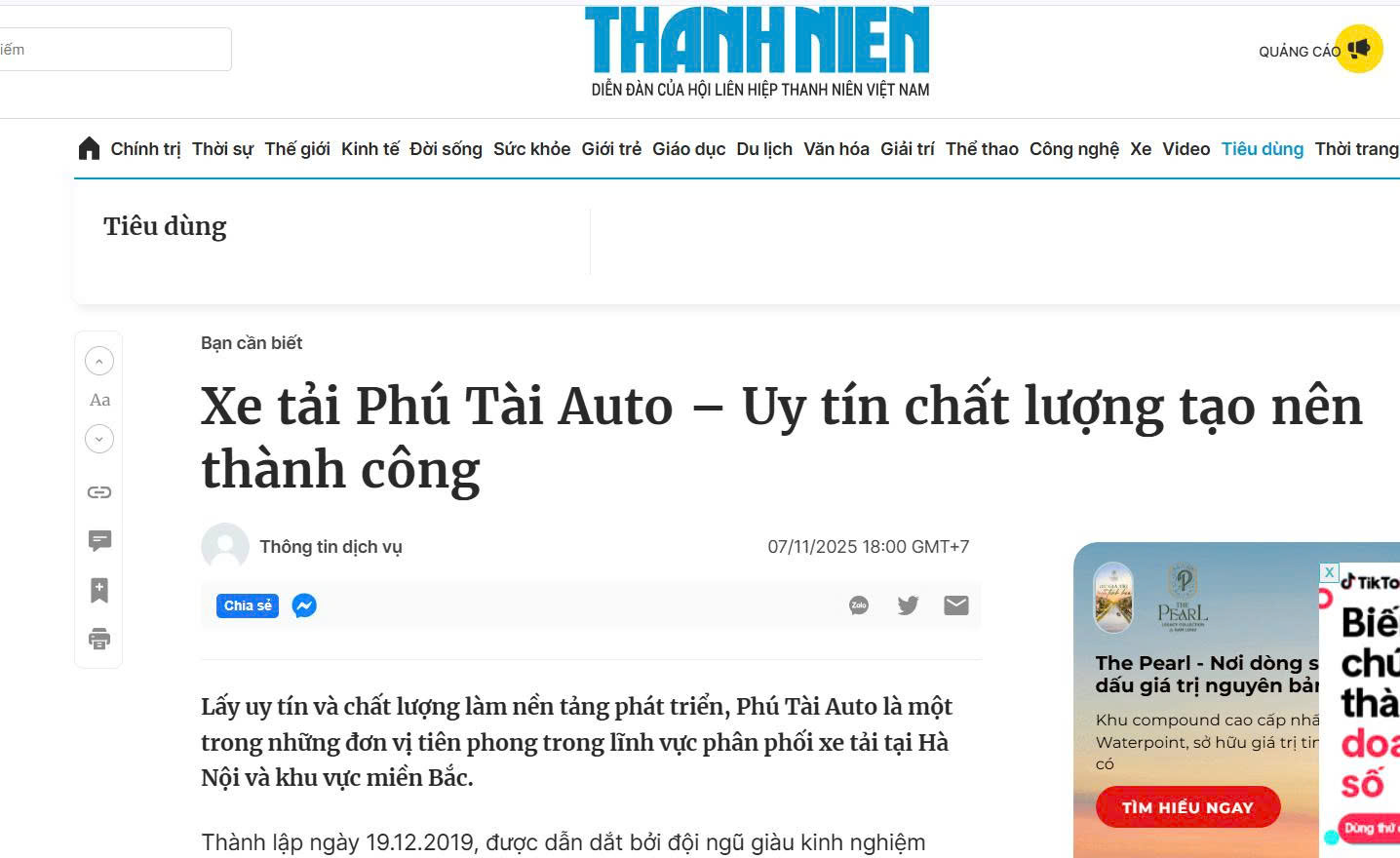 Báo Thanh Niên nói về Phú Tài Auto